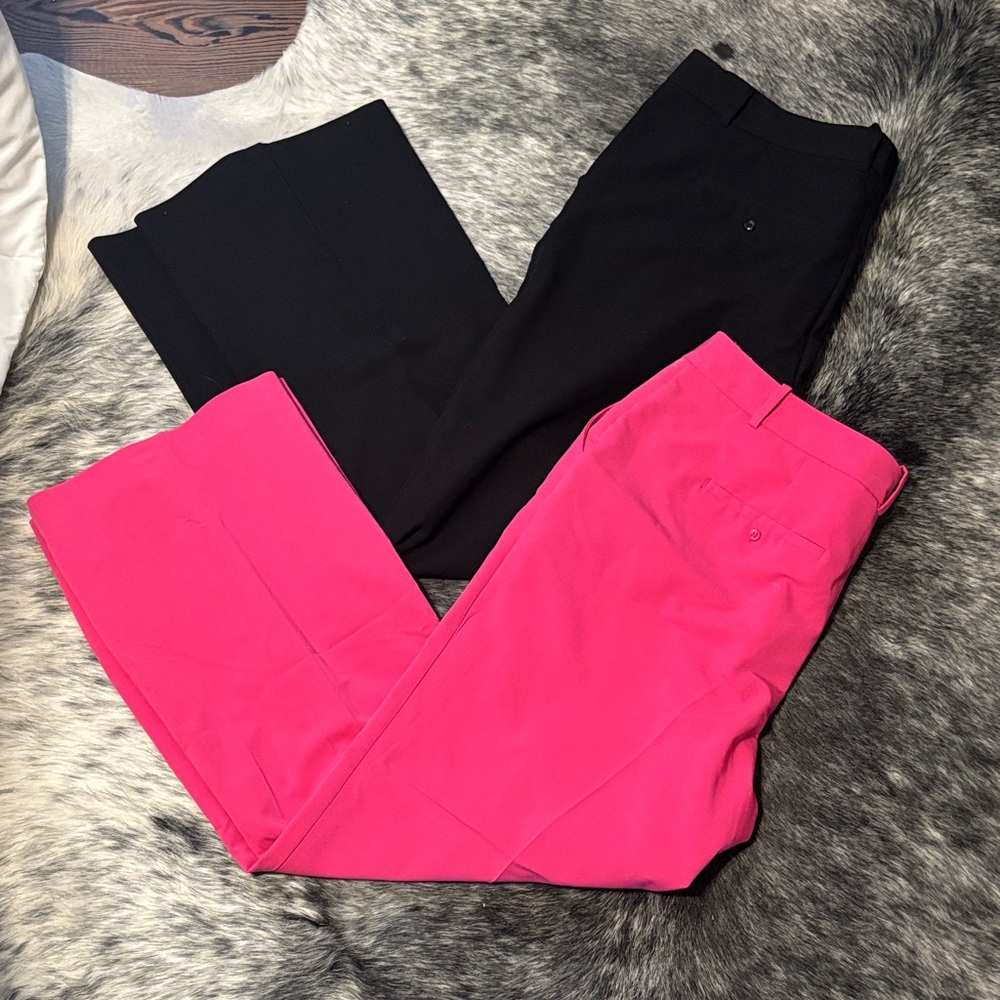 Elegant Women's Black and Pink Straight Leg Pants